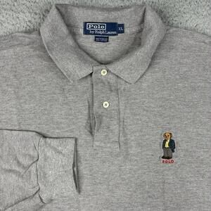 Vintage Polo Ralph Lauren Polo Bear Long Sleeve Polo Shirt Men’s XL Gray